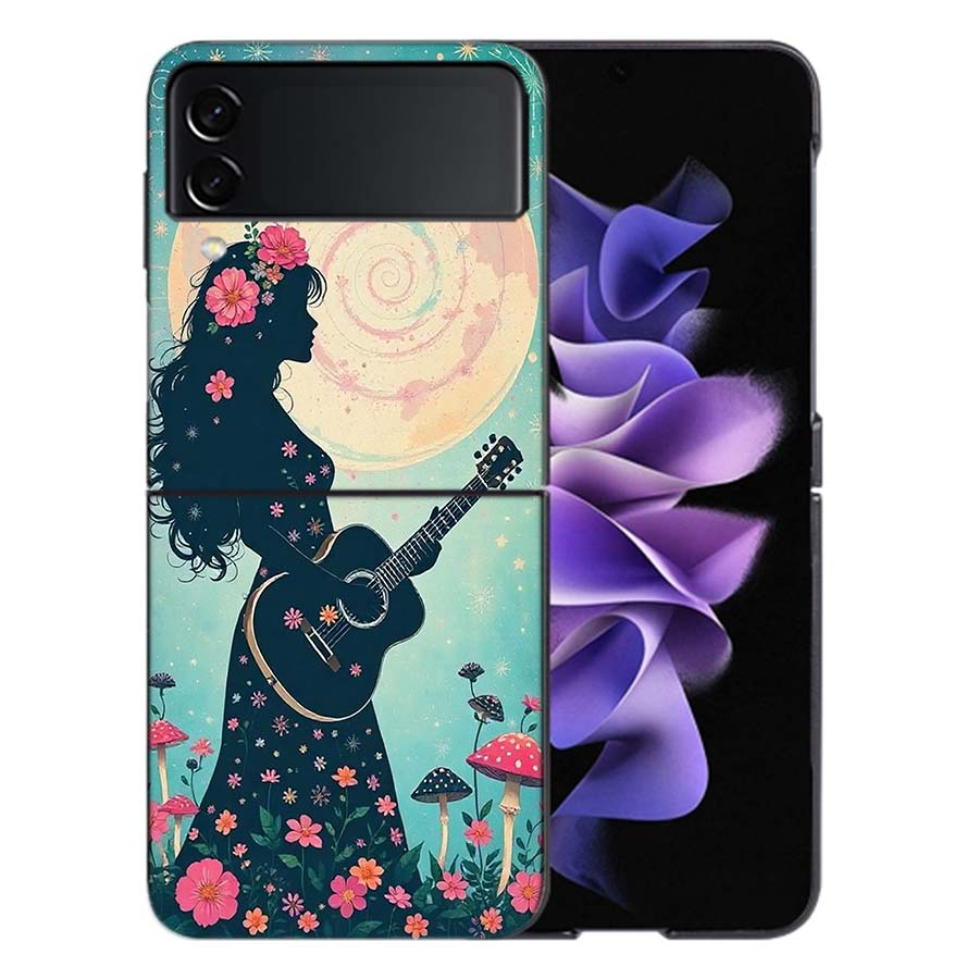 Стильная Силуэт Гриба Чехол Для Samsung Z Flip7 6 Galaxy Чехол Ударопрочный Z Flip5 Z Flip3 4 5G Жесткий Чехол Телефон ТПУ ПК Жесткий