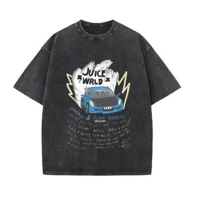 Ретро стираная винтажная футболка мужская и женская рэперская футболка Juice Wrld с капюшоном ретро стираная винтажная футболка