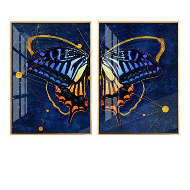 Яркий цвет крылья бабочки скандинавский скандинавский холст хлопок картина Золотая бабочка ретро комната декоративный настенный постер