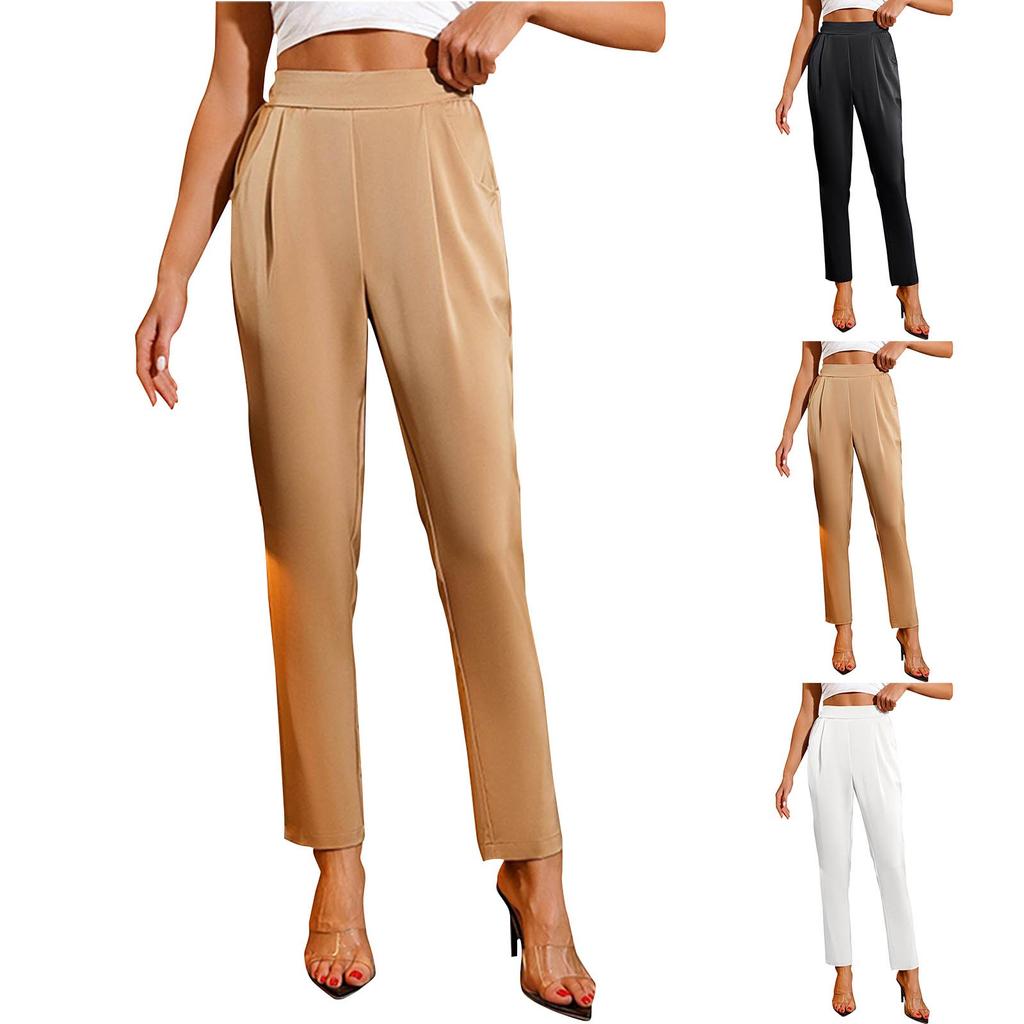 Women's Comfortable Casual Fashion Pocket High Waist Loose Straight Pants