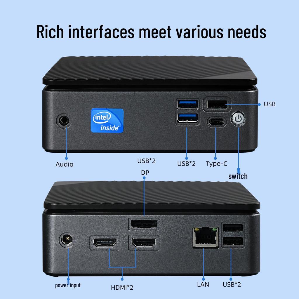 12th Gen N100 Mini PC: 4K Dual-Screen Industrial Control Desktop for Home & Office