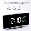 Curved Screen Digital Alarm Clock Temperature Humidity 3 Alarms Unlimited Snooze Table Clock 12/24H Night Mode LED