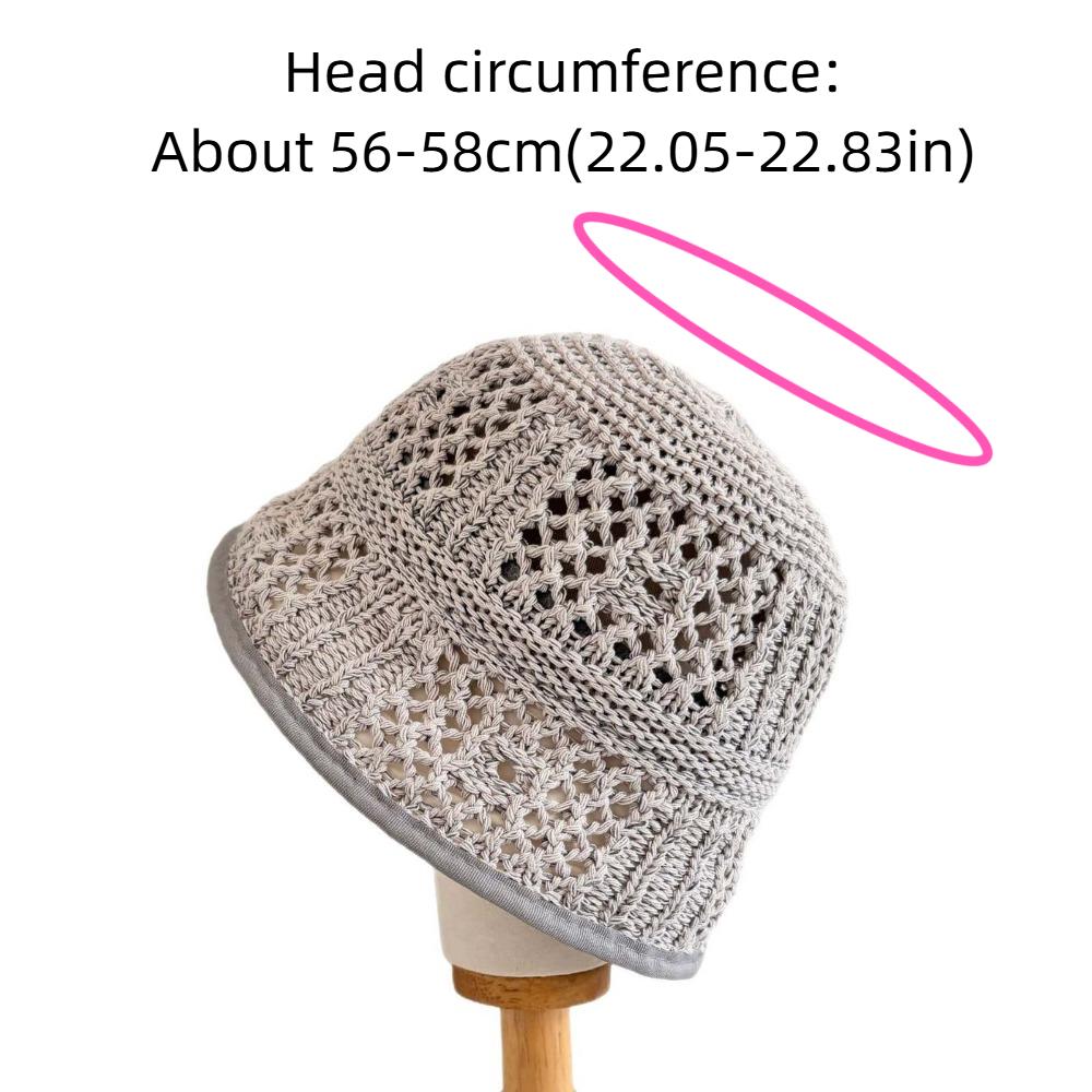 Visor Cap Temperament Knitted Bucket Hat Hollow Out Breathable Woven Fisherman Hat Anti-UV Solid Color Sunshade Basin Cap Spring