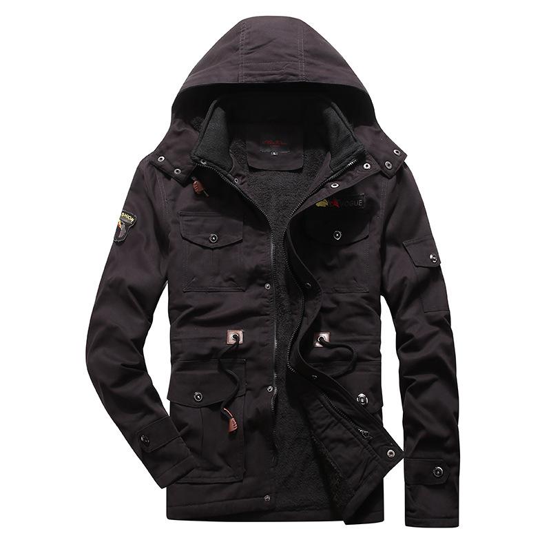 Medium and Long Washed Cotton-padded Men's Hooded Thickened Plus Size Casual Cotton-padded Men's Jacket