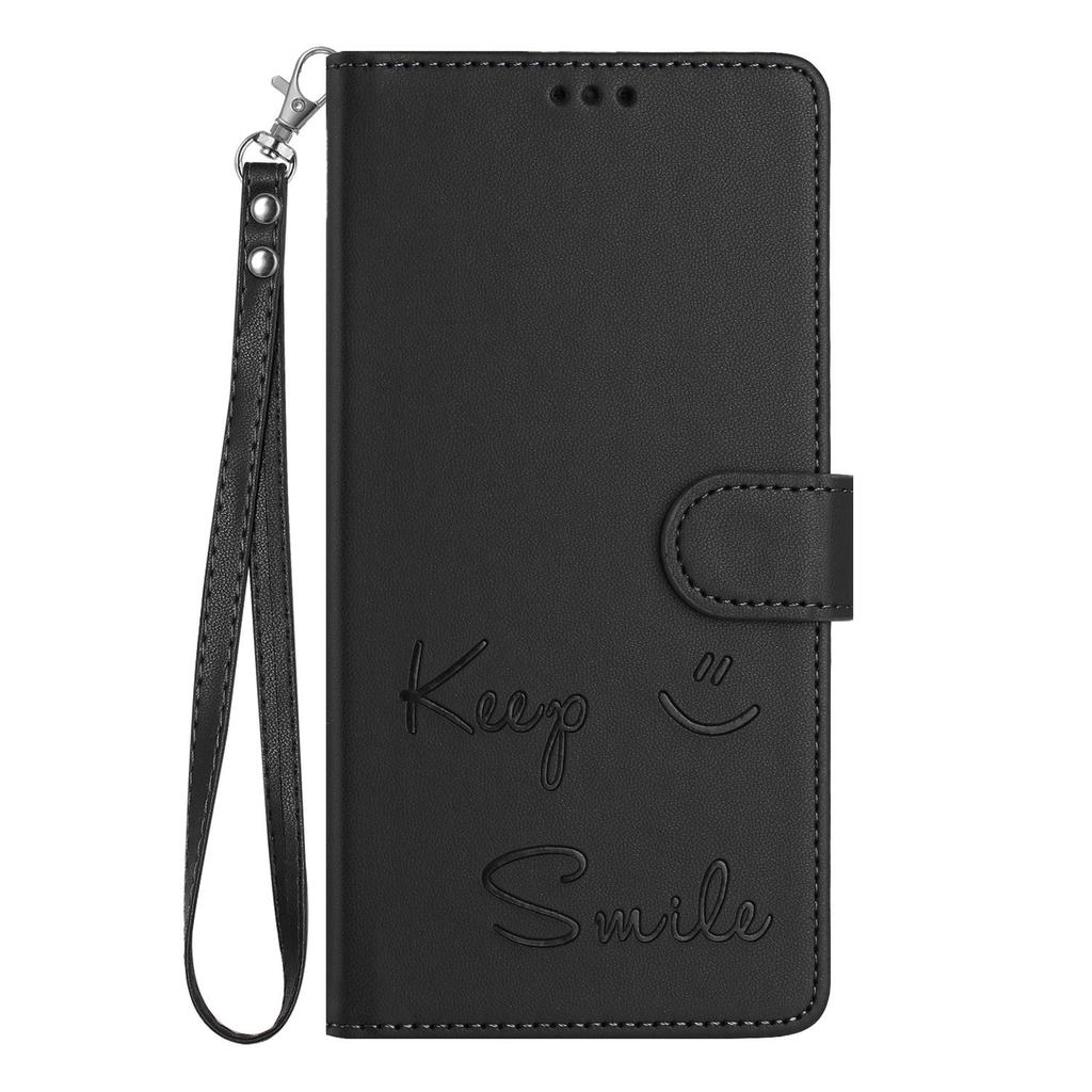 Leather Wallet Flip Case For Doogee N55 Plus N60 Pro Note 58 59 56 56x Keep Smile Embossed Design with Wrist Strap
