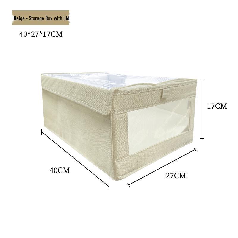 Большой складной контейнер для хранения из хлопка и льна с прозрачным окошком