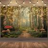 A Single Piece of 2D Plane Magic Forest Background Fabric, Featuring Birch Trees and Paths - a Realistic Forest themeDJH