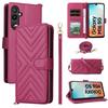 For Samsung Galaxy M16 5G/F16 5G Wallet Case with Shoulder/Wrist Strap Leather Phone Cover Stand