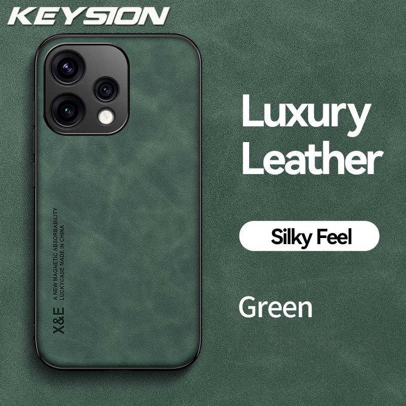 KEYSION Роскошный ретро чехол для телефона из ПУ кожи для OPPO Reno 15 Pro Max 5G Силиконовый+ПК Ударопрочный чехол для телефона для OPPO Reno15 F 5G