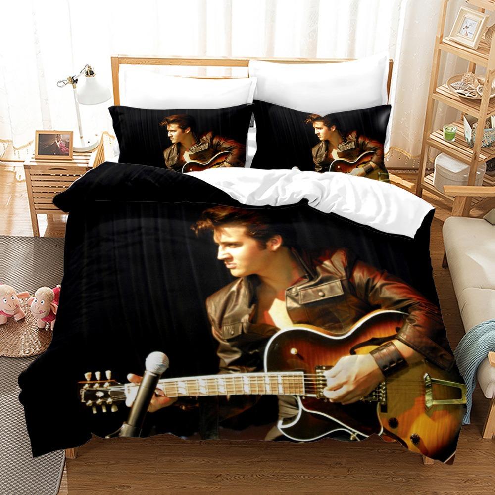 3D Music Elvis Pattern Duvet Cover Set For Teens Adults Bedroom Decor 2/3pcs Music Bedding Sets Fashion Hip Hop Comforter Cover