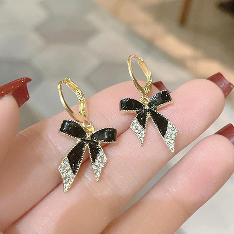 Черные эмалевые серьги-капли с кристаллами и масляной отделкой для женщин, новые модные круглые серьги-кольца для свадебной вечеринки, элегантные золотые украшения