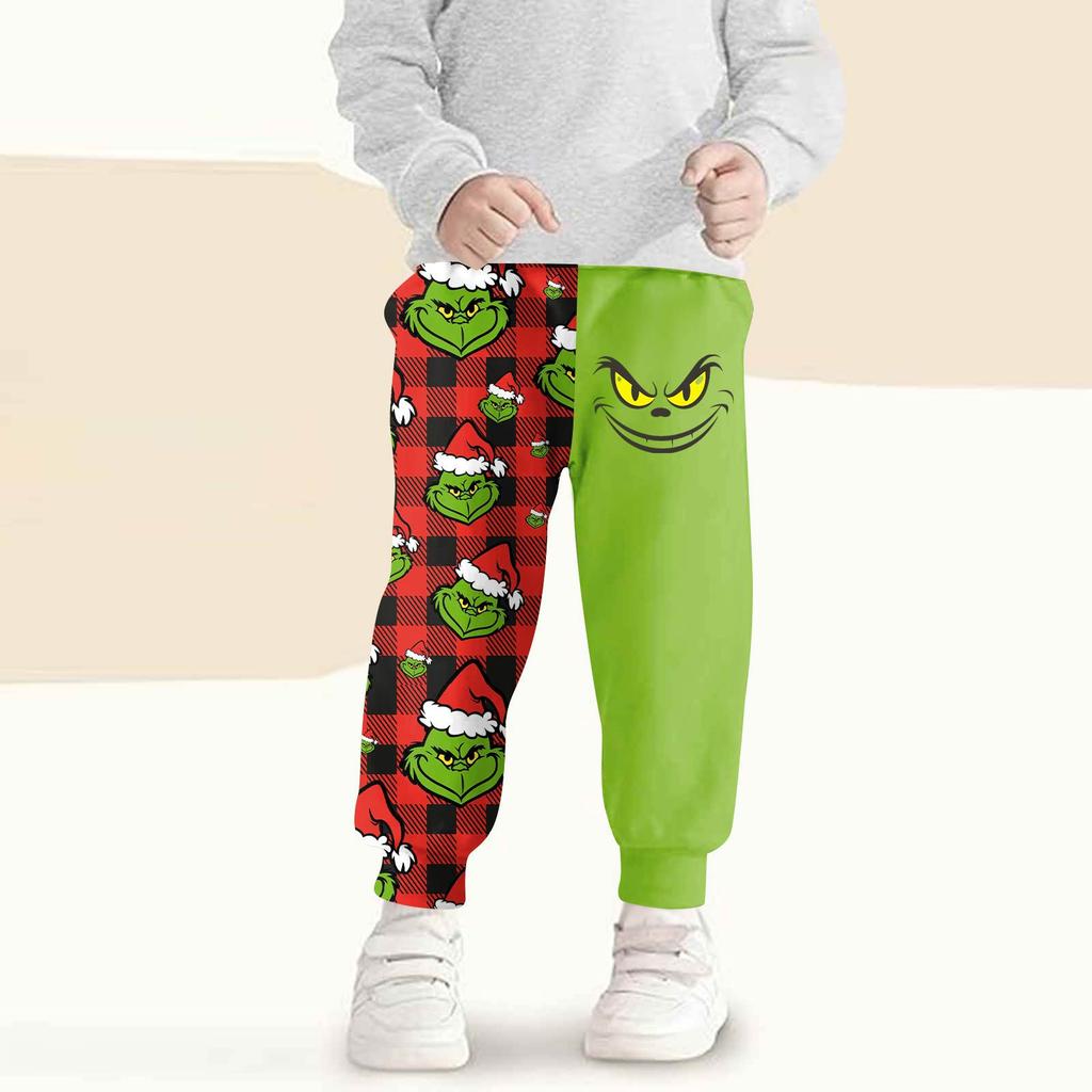 Kids' Fashion Christmas Print Loose-Fit Waistband Casual Sweatpants