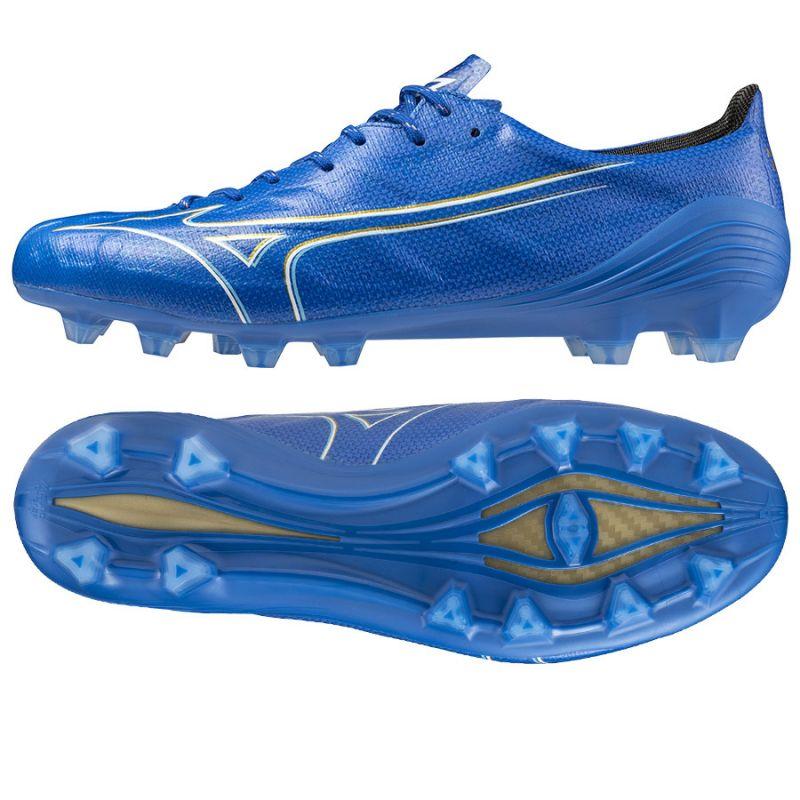 Football boots Mizuno laserblue / white / gold Alpha Japan