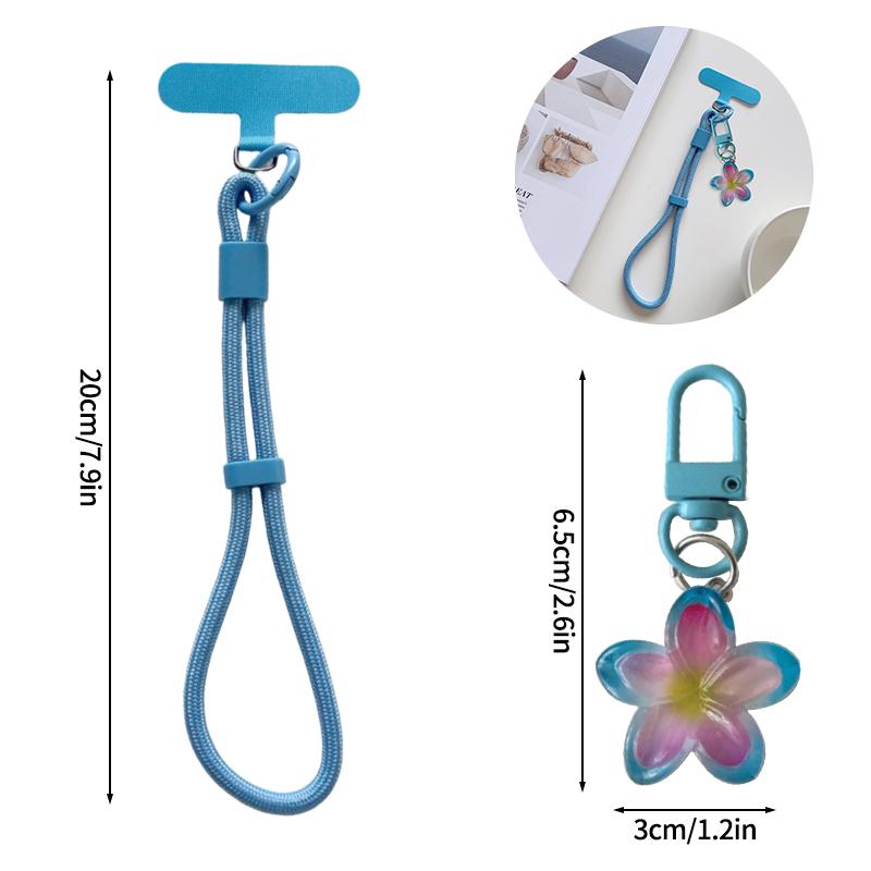 Cell Phone Lanyard Keychain on The Phone Macaron Color Beads Pendant Mobile Phone Rope Flowers Keychains Accessorie