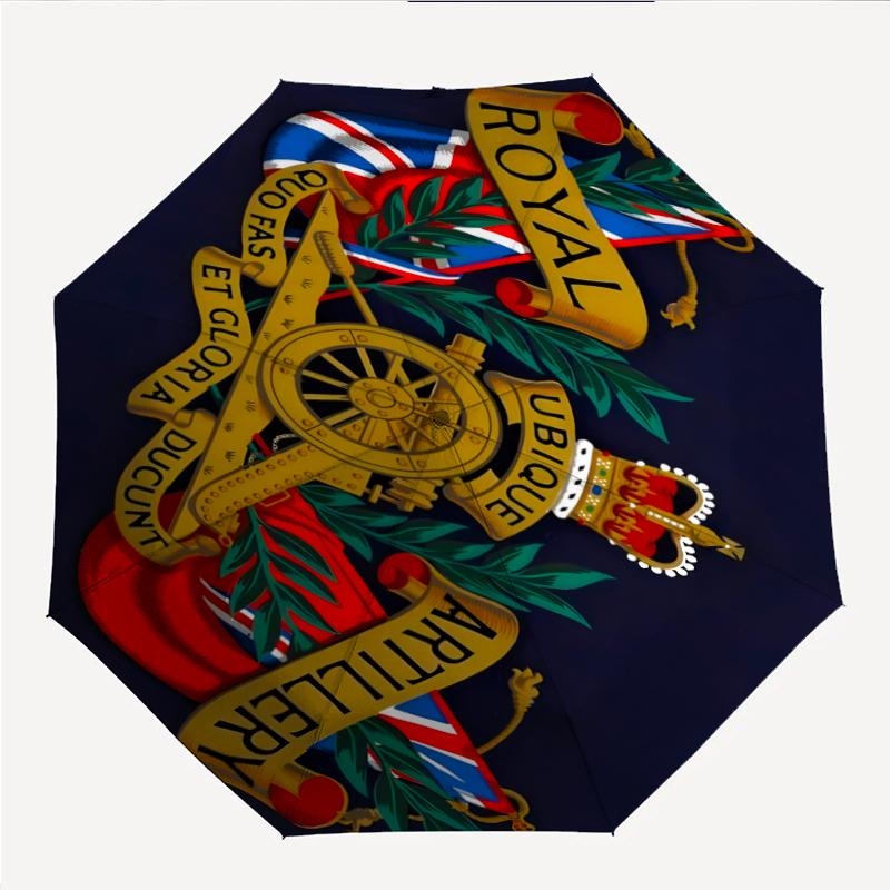 British Royal Artillery Fashionable Automatic Opening/Closing Folding Umbrella. Portable and Foldable, Ideal for Gift, Travel, and Daily Use.