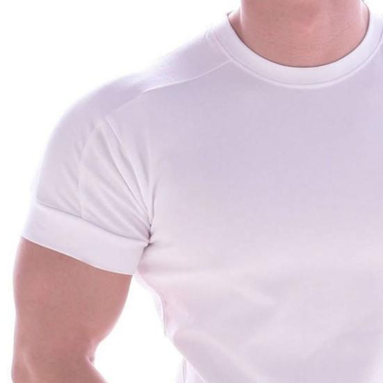 Men Sports T-shirt O Neck Short Sleeve Slim Fit Solid Color Elastic Quick-drying Soft