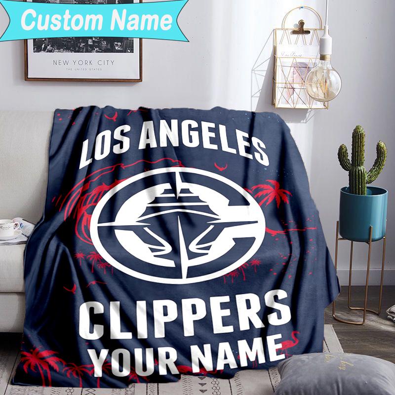 Custom Name Blanket LA Clippers Basketball Art Blanket Bedding Blanket for Travel, Camping, Living Rooms, Offices, Sofas, Fan Christmas gift