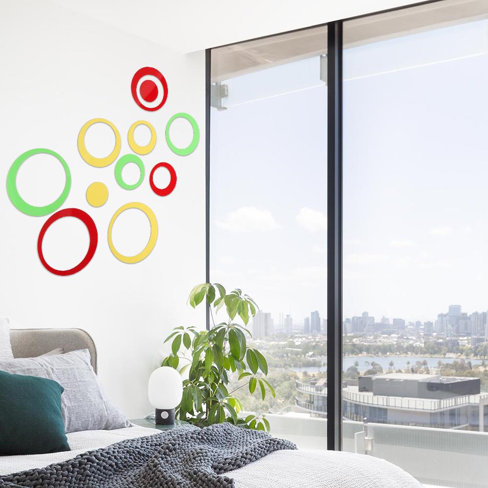 5PCS/Set Acrylic Wall Art Home Decor Mural Round Decals Wall Stickers 3D Circles