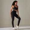 Бесшовный вязаный однотонный комплект для йоги с перекрещенной спиной, облегающий, для спорта, бега и фитнеса, брюки длиной до щиколотки