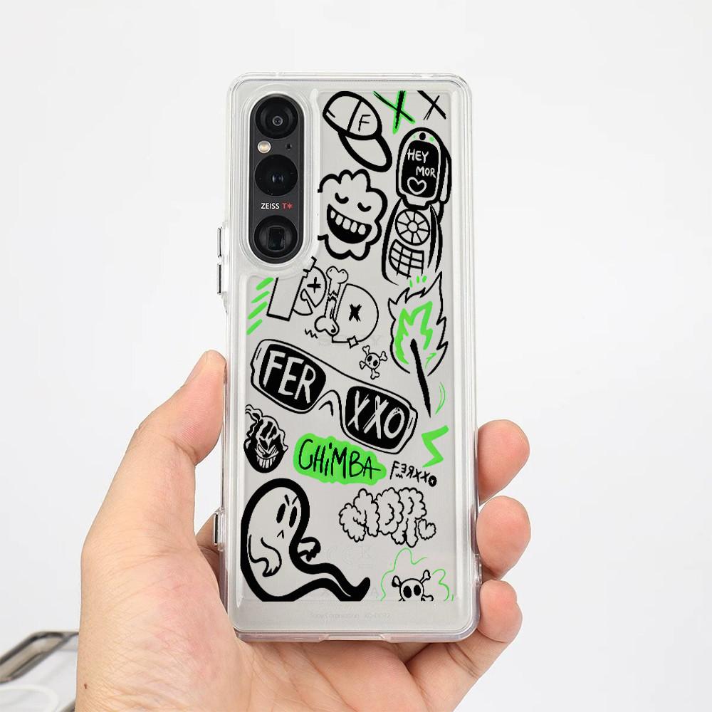 """Граффити""" Жесткий прозрачный чехол для телефона для Sony Xperia 1 V VI VII VIII Xperia 5 V Xperia 10 V VI VII / Ударопрочный чехол Sony"""