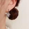 Vintage French Style Minimalist Metal Double Sided Flower Dangle Earrings For Women