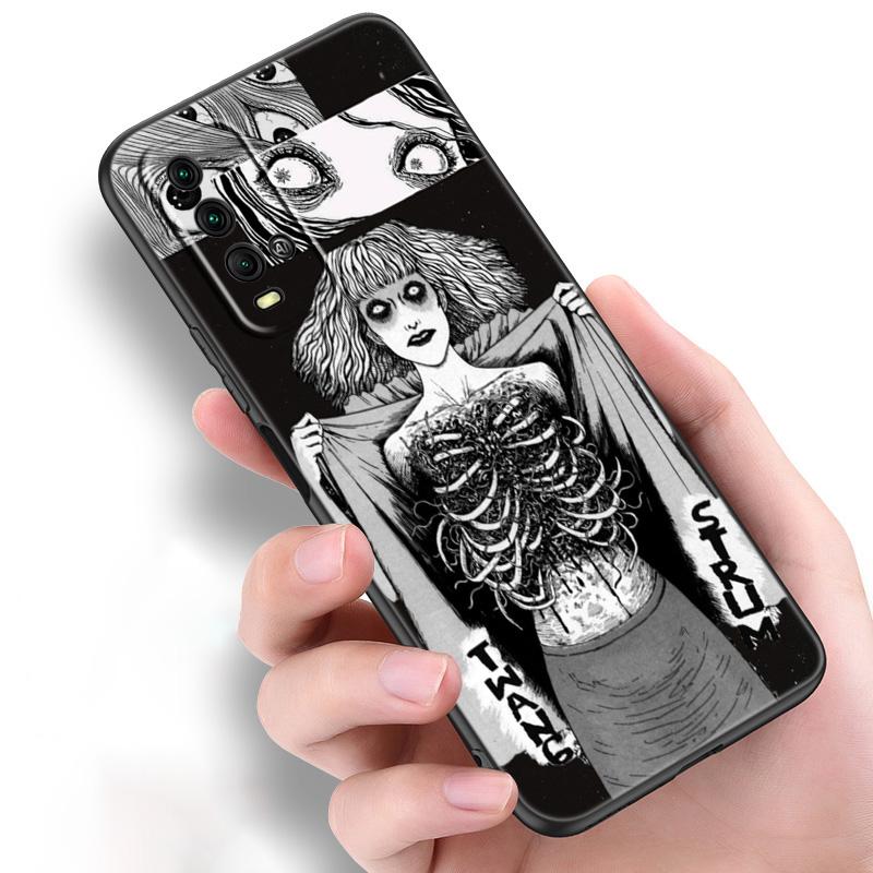 Аниме Junji Ito футболки ужасов силиконовый чехол для телефона для Xiaomi Redmi Note 11 10 9 8 Pro 11T 10T 10S 9S 8T 9 9A 9C 9T черный чехол