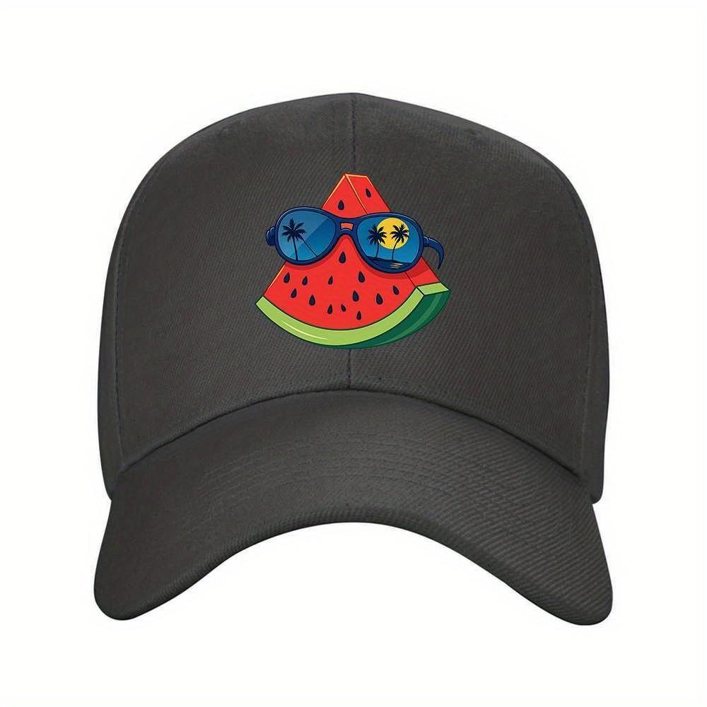 Watermelon And Glasses Summer Vibe Baseball Cap Adjustable Travel Hat
