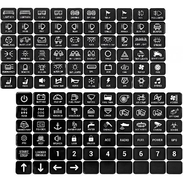 120PCS Car Switch Panel Sticker, 6/8/12 Gang Rocker Toggle Swicth Panel Label Console Switch Decal, Vehicle Text Sticker for Switch Panel RA80 XL,