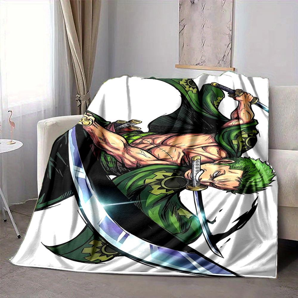 1Pc Green Warrior Swords Flannel Blanket, Soft And Comfortable, Casual Warm, Camping Travel, Christmas, Halloween Xmas Gift S1451