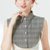 Classic Plaid Shirt Detachable Collar for Women Cotton Fake Collar Vintage Lapel Blouse Top Shirt Neckwear False Collar