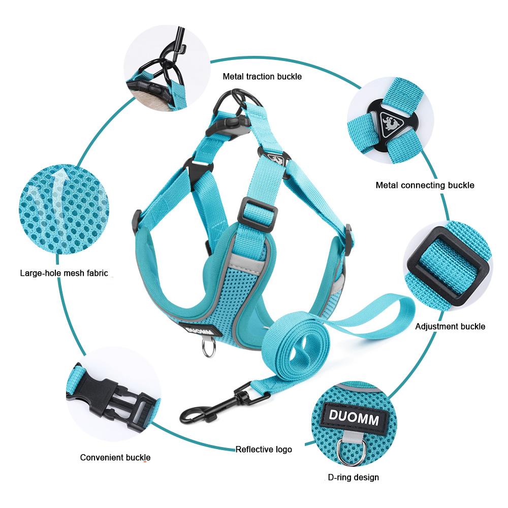 Soft Mesh Dog Harness and Leash Set for Small Medium Dogs, Adjustable Reflective Puppy Vest Comfortable Walking Harness