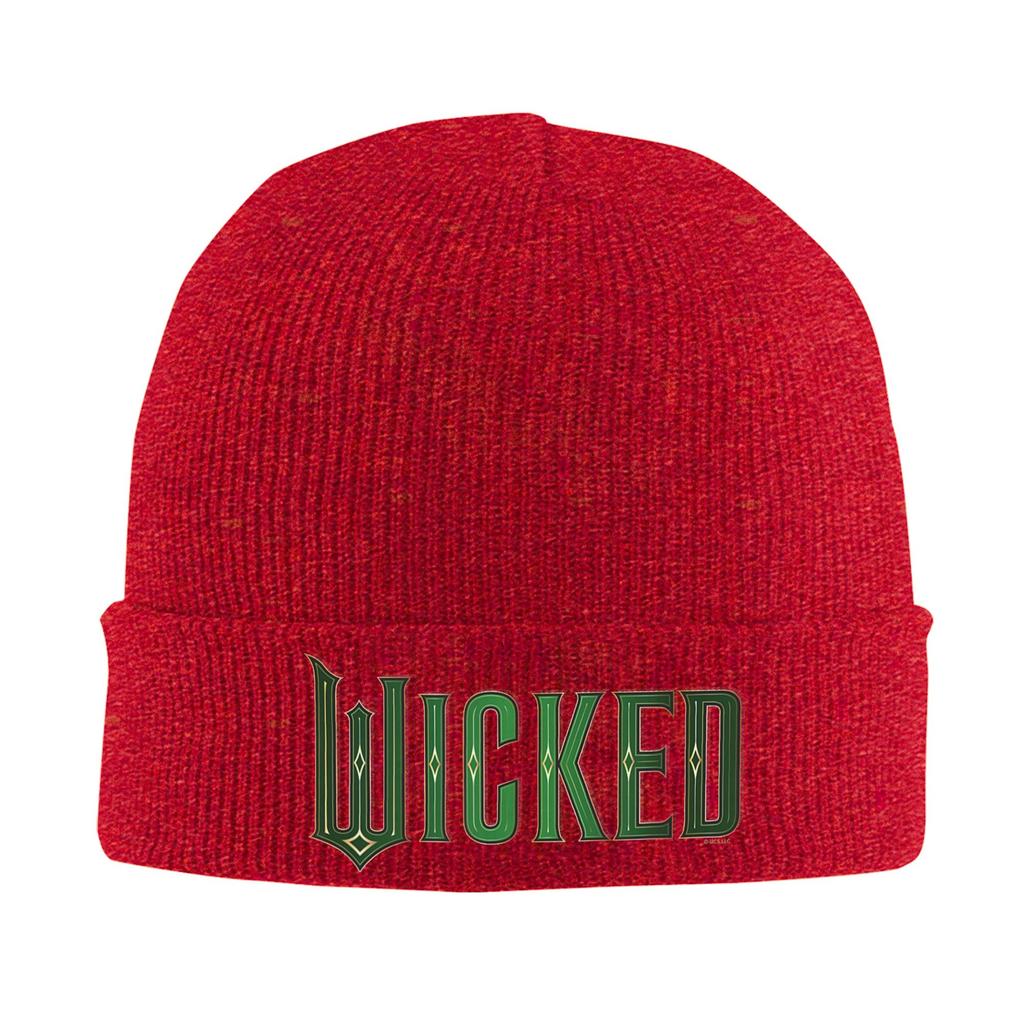 Wicked Movie Logo Emerald Green Beanie Hats  Knit Hat Men Women Street Warm Caps Spring Hippie Design Bonnet Hats