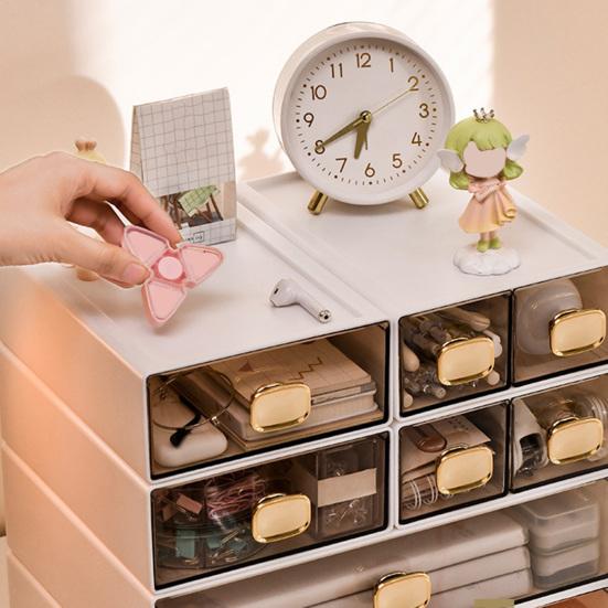 Штабелируемый настольный органайзер Просторный ящик с ручкой Большая вместимость Прозрачный видимый водонепроницаемый ящик для хранения Органайзер для туалетных принадлежностей для ванной комнаты