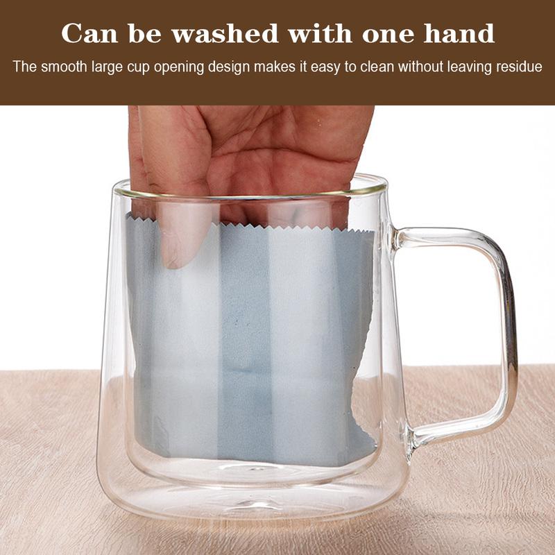 Double Wall Insulated Glass Cups, 13.5oz/24oz Glass Coffee Mugs, Clear Espresso Mugs for Latte, Cappuccino Cup with Handle