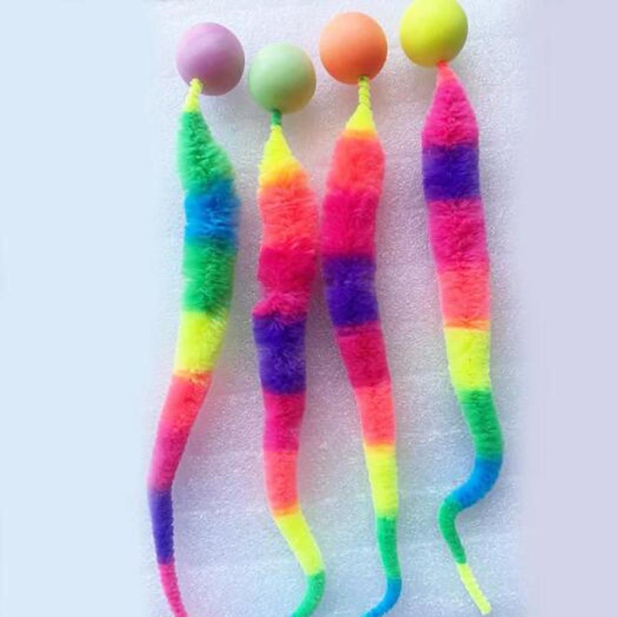 Интерактивные игрушки для кошек Tickle Cat Цветной прыгающий мячик Товары для животных Головоломка для дразнящей кошки для дома гусеница-червяк эластичная игрушка