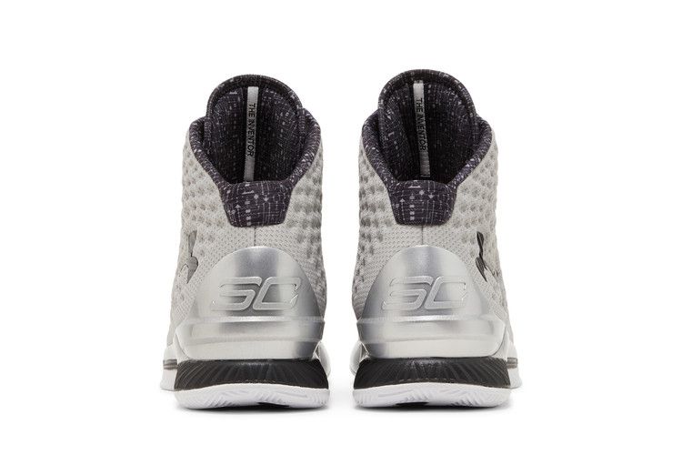 Men's Sneakers Under Armour Curry 1 Retro Black History Month Metallic Silver/Black