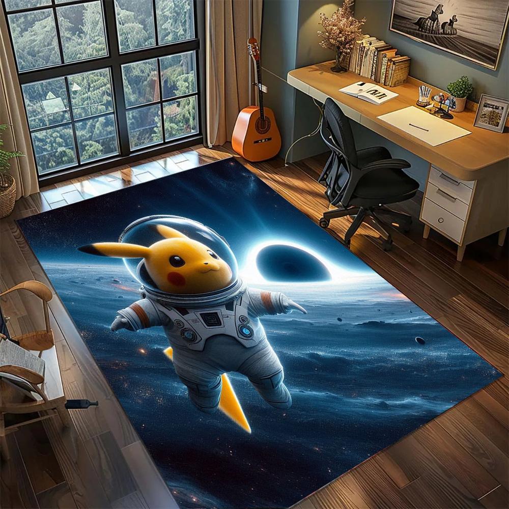Pikachu Carpet Home Bedroom Gamer Room, Large Area Non Slip Washable Floor Mat Decor Rug.-TING