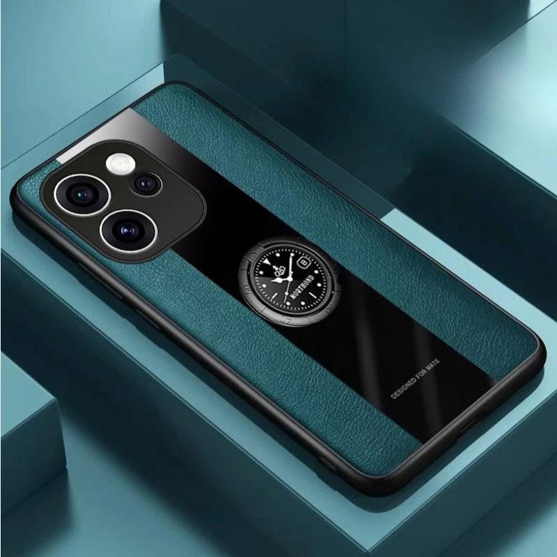 Чехол для OPPO Reno 15 15 Pro из искусственной кожи с магнитным кольцом, противоударный чехол для телефона OPPO Reno 15 Pro, силиконовый матовый бампер.