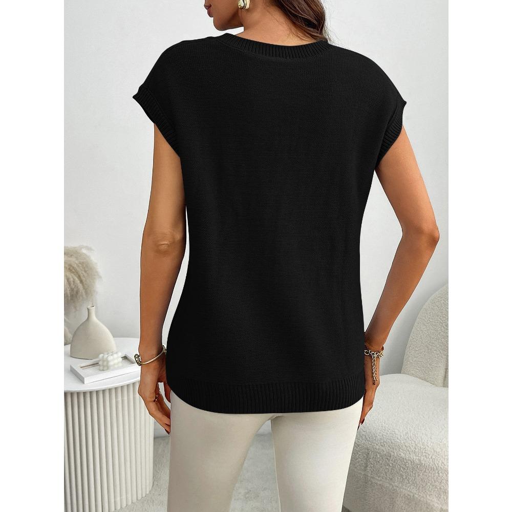 Летний новый свободный свитер без рукавов с V-образным вырезом и витым цветочным узором для женщин