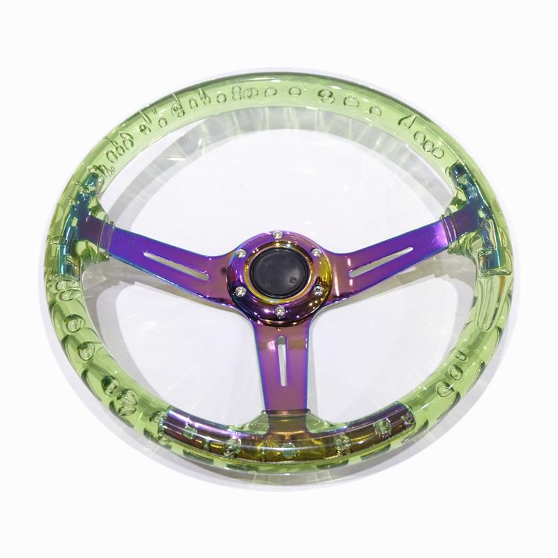 Spsld Refits 14 Inch 350mm Shallow Concave Racing Steering Wheel / Acrylic Steering Wheel With Luminous Color Frame