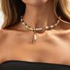 European & American Trend Irregular Pearl Star Choker with CCB Copper-Plated Iron Chain