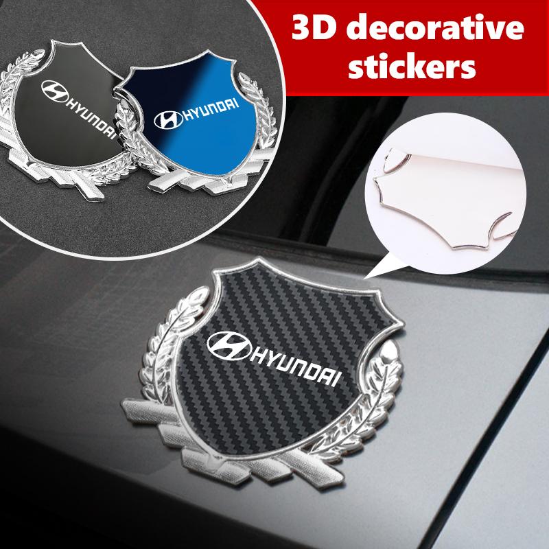 For Hyundai 3D Alloy Car Trunk Window Side Emblem Badge Decal Decoration Sticker Genesis N-LINE I10 I20 I30 I40 IX20 IX35 Kona mc4