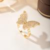 Gold Plated Butterfly Ring For Women Full Paved Zircon Crystal Animal Open Rings Trendy Party Jewelry Gift