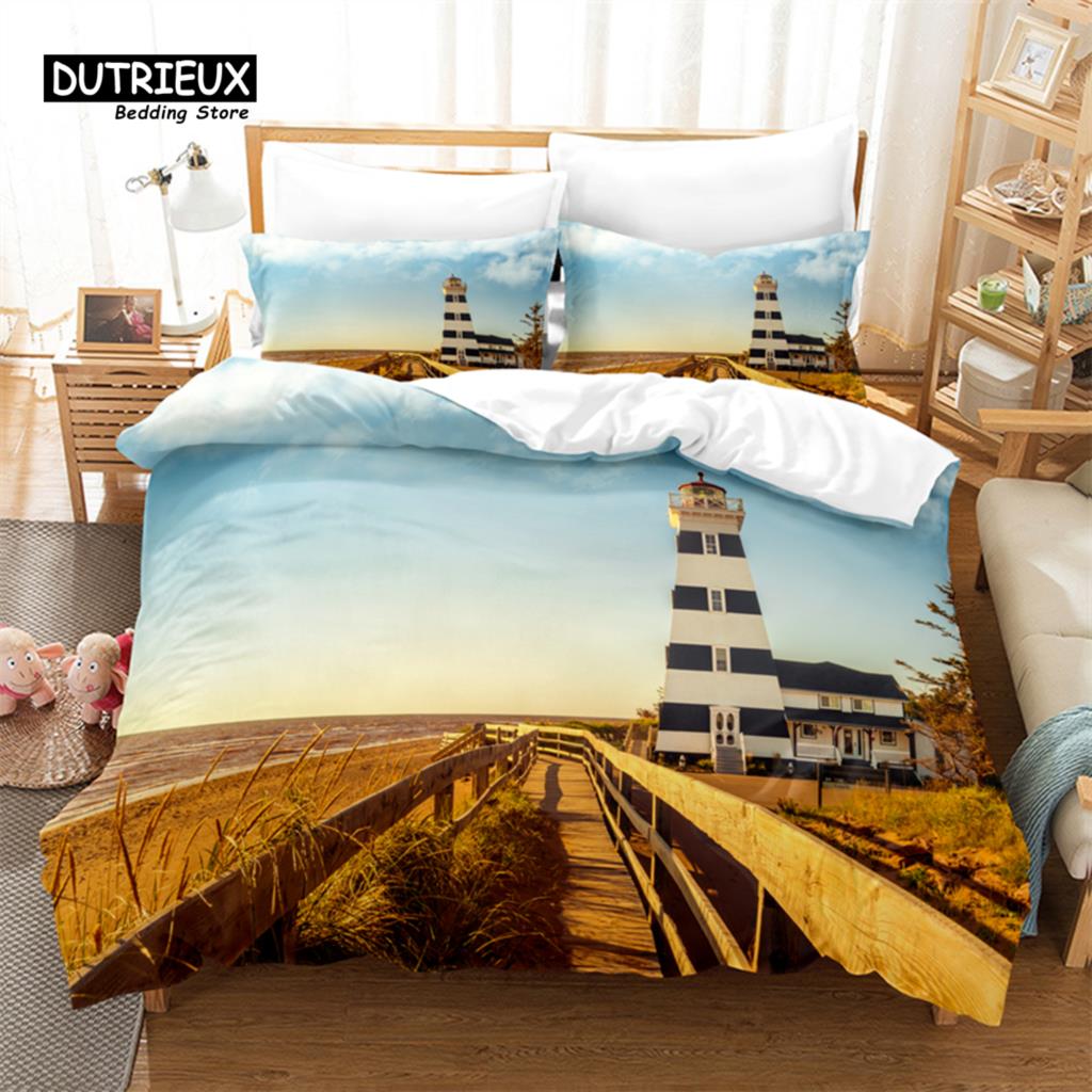 Beautiful Scenery Bedding Set, 3Pcs Duvet Cover Set, Soft Comfortable Breathable Duvet Cover, For Bedroom Guest Room Decor