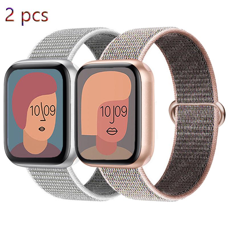 2 шт. Ремешки Для Apple Watch Band 44 мм 40 мм 45 мм 46 мм 42 мм 49 мм 41 мм Нейлоновый петлевой браслет iwatch Серия 10 9 8 7 6 5 3 se ultra 2