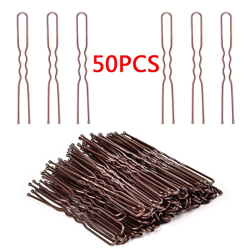 50/100 PCS  U Shaped Hair Pins Curly Wavy Grips Hairstyle Round Toe Ballet Hair Bobby Accessories Net Grips for Women Lady Girls