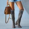 Women Suede Knee High Boots Ladies Solid Pointed Toe Tall Boots Retro Roman High Heels Shoes 2025 Female Autumn Winter Long Boot