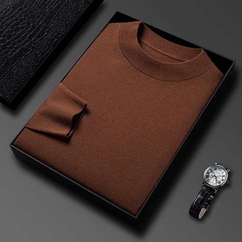 Men's Solid Half-High Neck Pullover Sweater