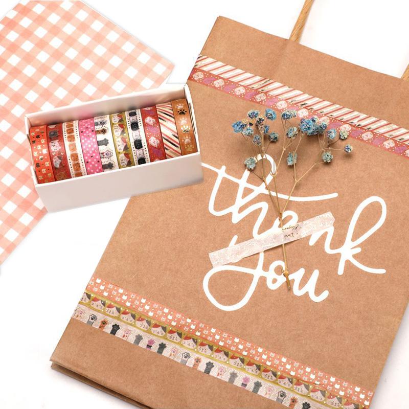 10 шт./компл. золотая фольга, бронзовая лента Васи, милая малярная лента, декоративная клейкая лента, наклейка для скрапбукинга, канцелярские принадлежности «сделай сам», наклейка