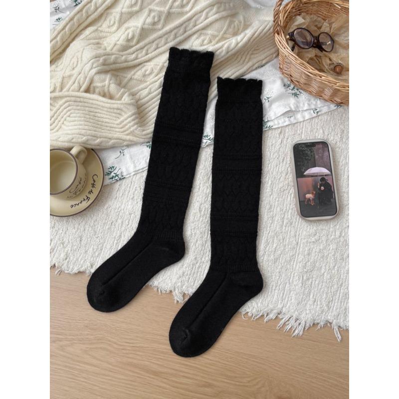 Ladies Autumn and Winter Warm Thickened Thin Legs Hollow Fishing Net Wool Pile Pile Calf Socks